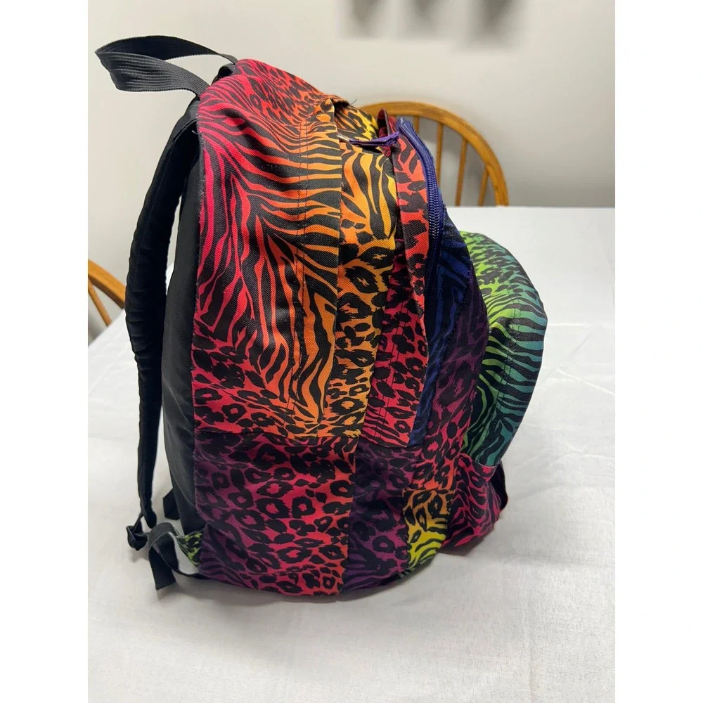 JanSport Rainbow Animal Print Backpack Leopard Zebra Stripe Multi Pocket TDN7